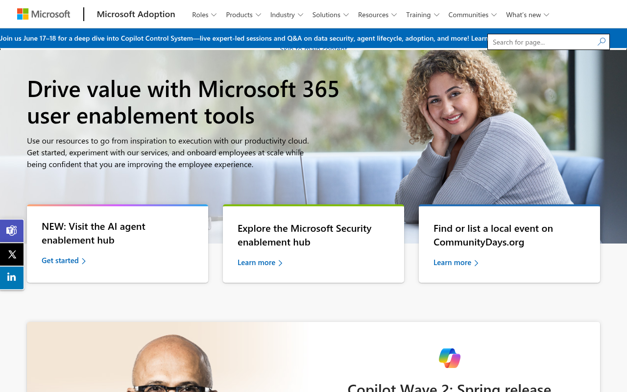 Screenshot of Unlock Microsoft 365 Potential: A Guide to Microsoft Adoption Resources