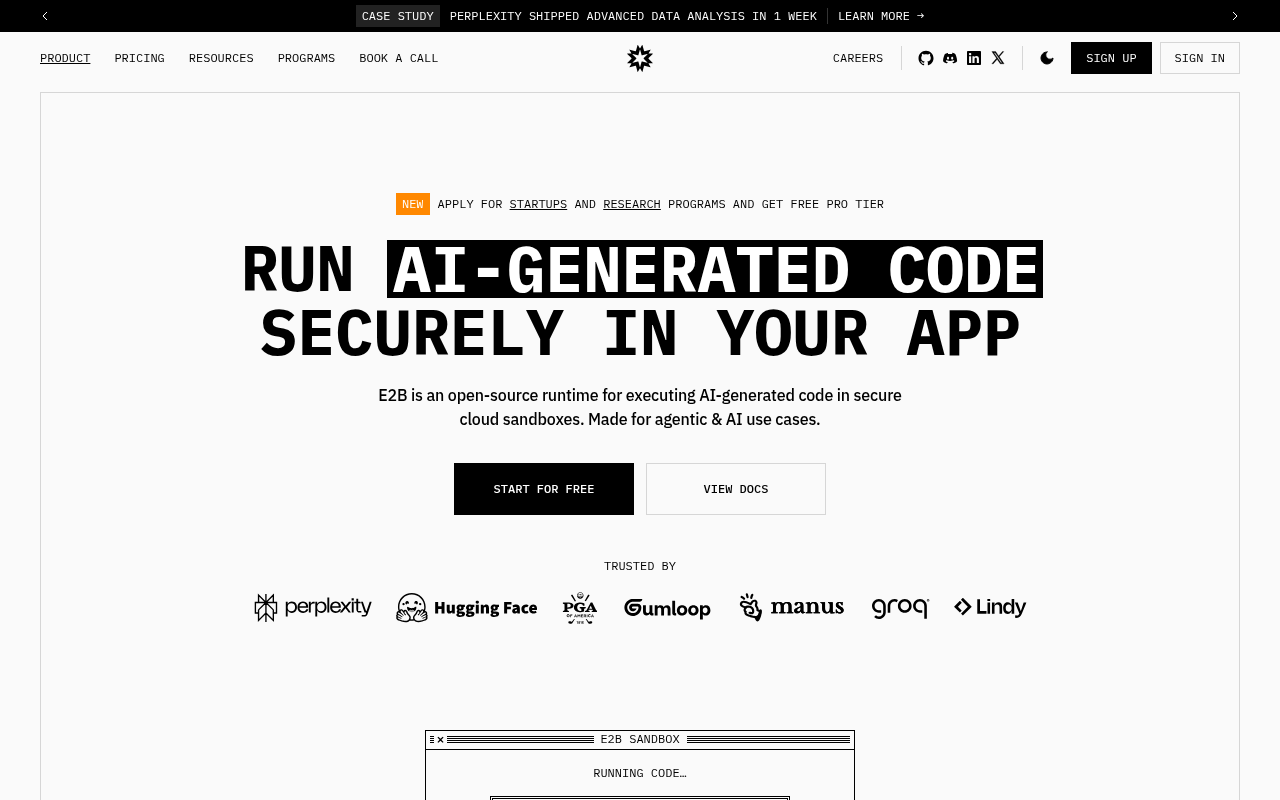 Screenshot of E2B: Supercharge Your AI Apps with Open-Source Code Interpretation