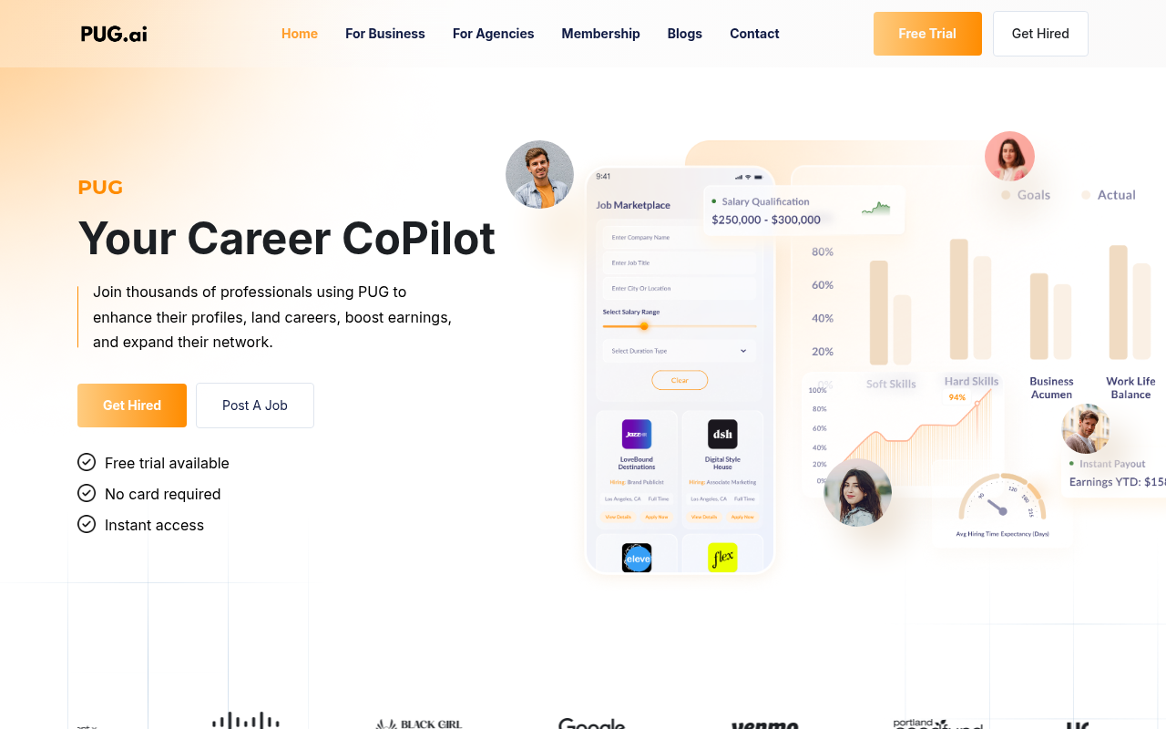 Screenshot of Pug AI: Your AI-Powered Career Launchpad