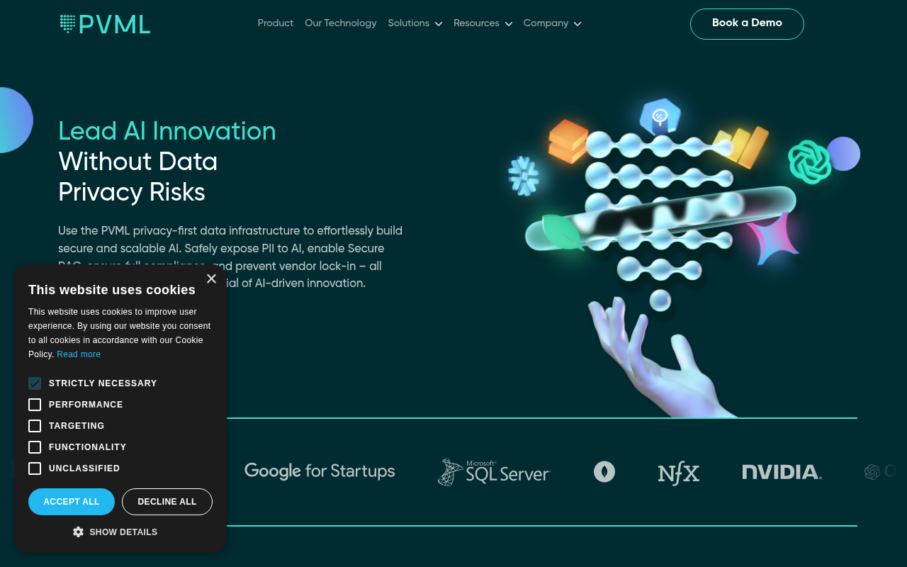 Screenshot of PVML: Secure Data Infrastructure for AI & Real-Time Analytics