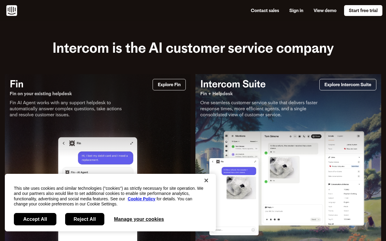 Screenshot of Fin AI: Revolutionizing Customer Service with AI-Powered Solutions