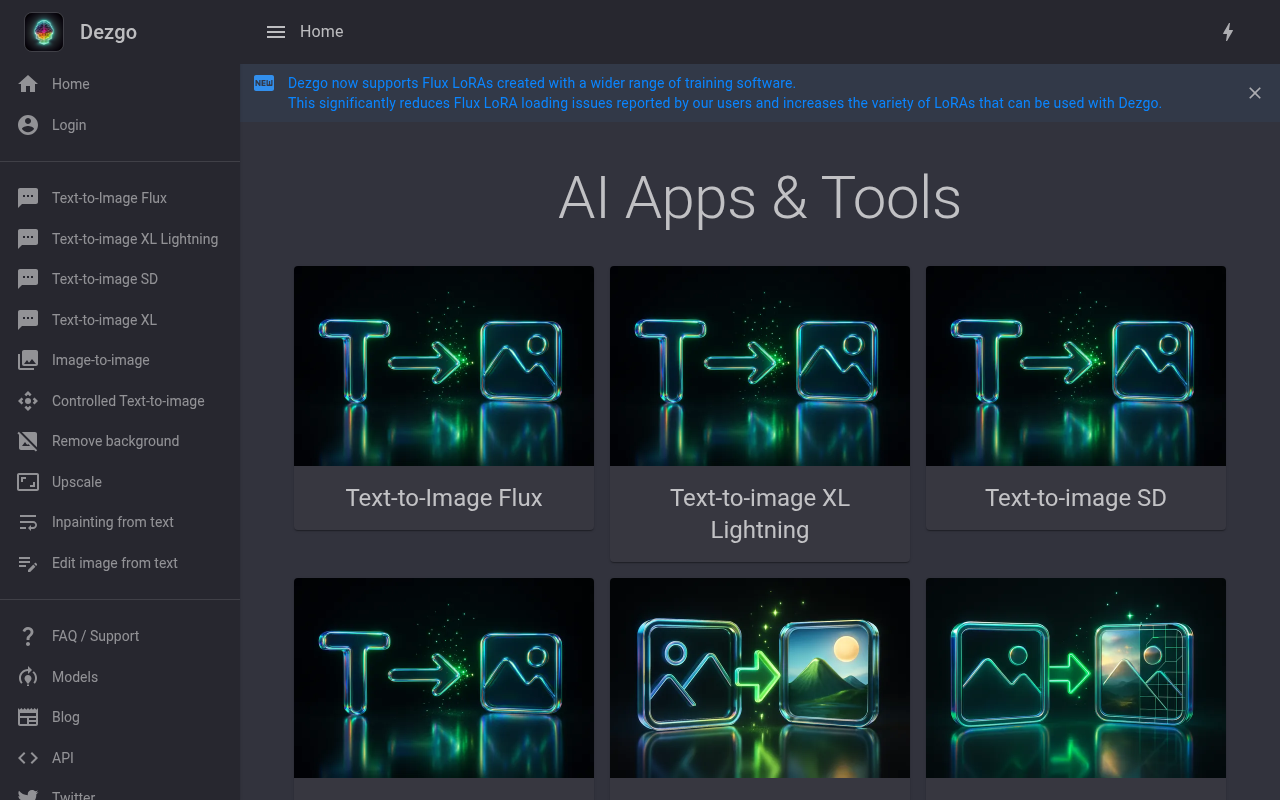 Screenshot of Dezgo AI: Your Free Online AI Image Generator