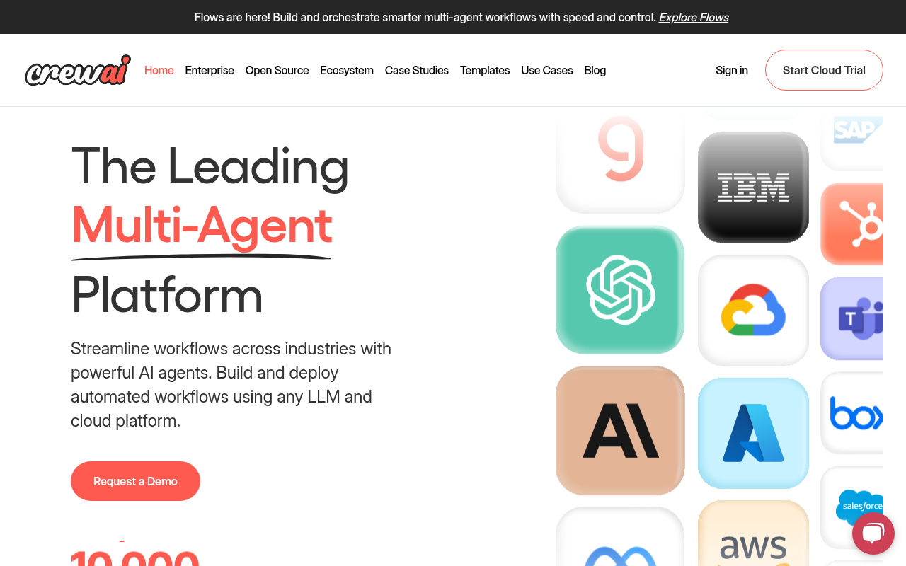 Screenshot of CrewAI: Supercharge Productivity with AI Agent Teams