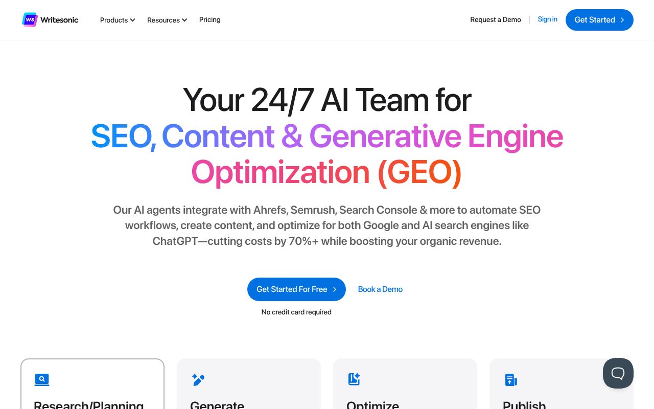 Screenshot of Writesonic: Supercharge Your SEO Strategy with AI