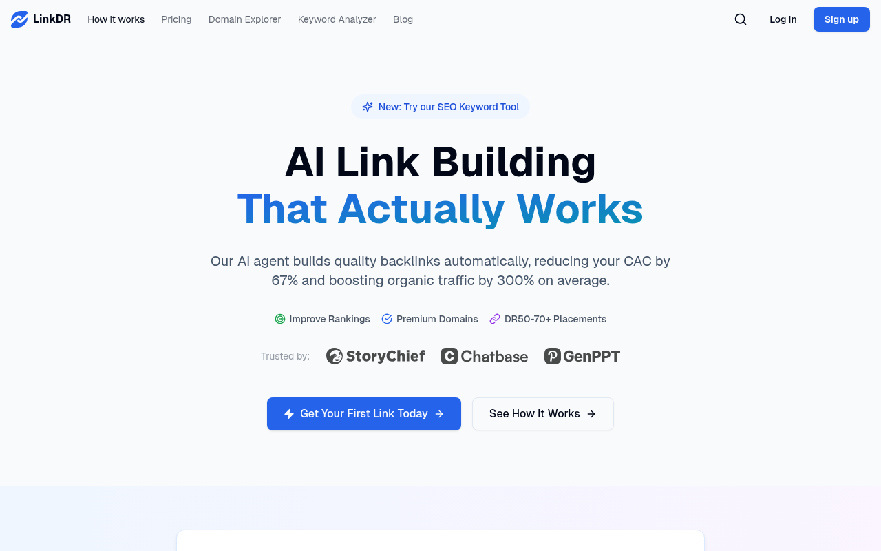 Screenshot of Supercharge Your SEO: A Deep Dive into LinkDR's AI-Powered Link Building