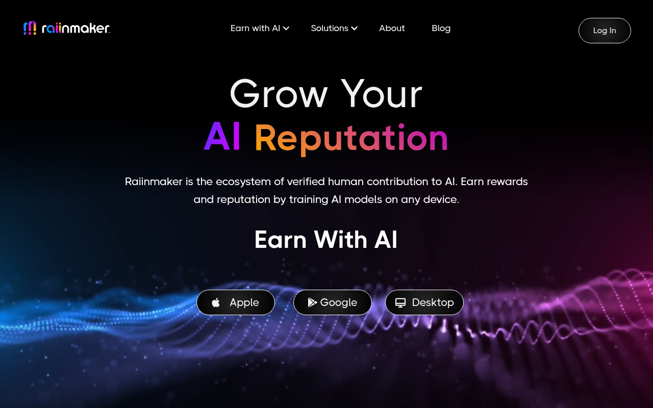 Screenshot of Raiinmaker: Your Gateway to Decentralized AI and Reputation