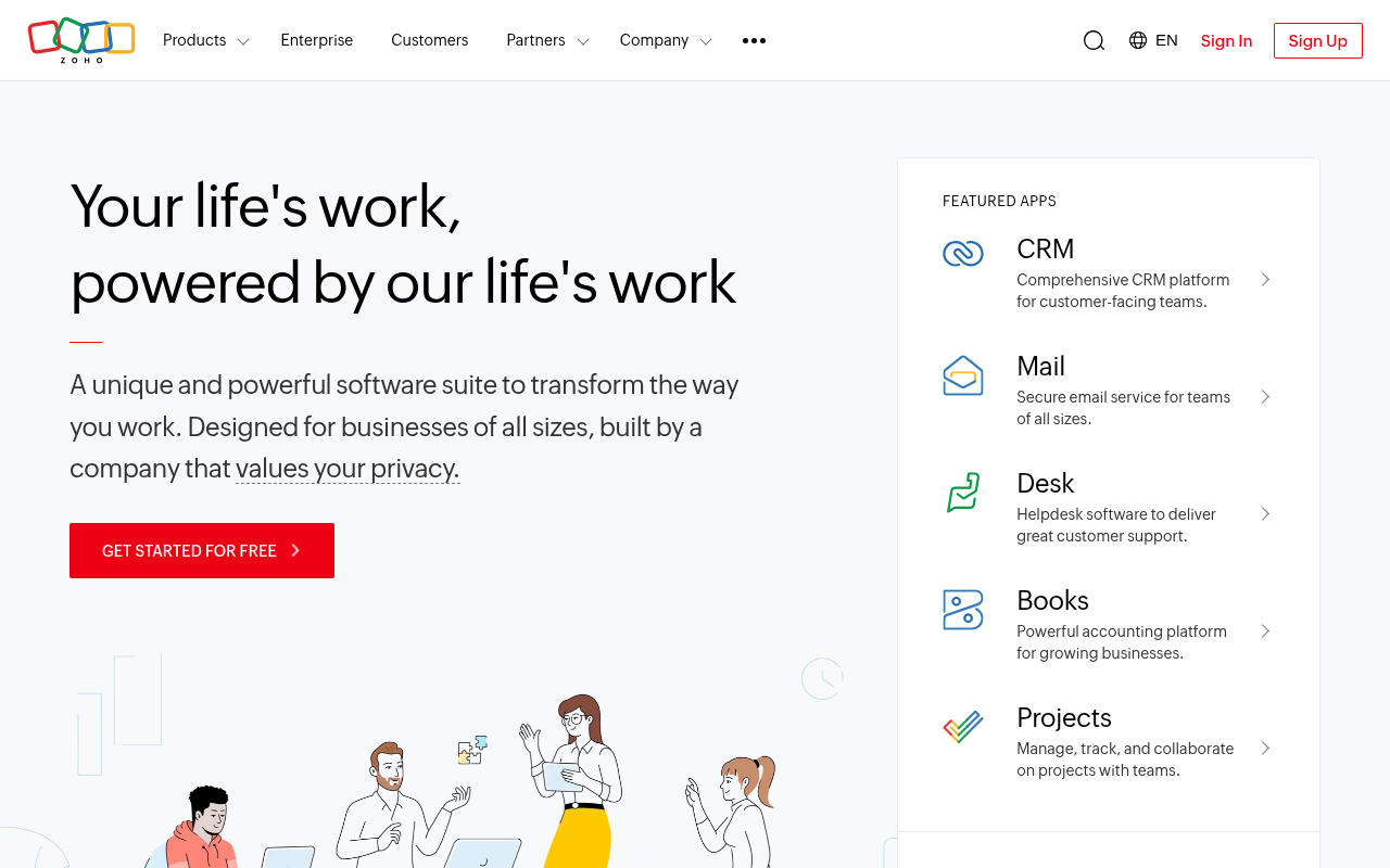 Screenshot of Zoho: The All-in-One Business Software Solution