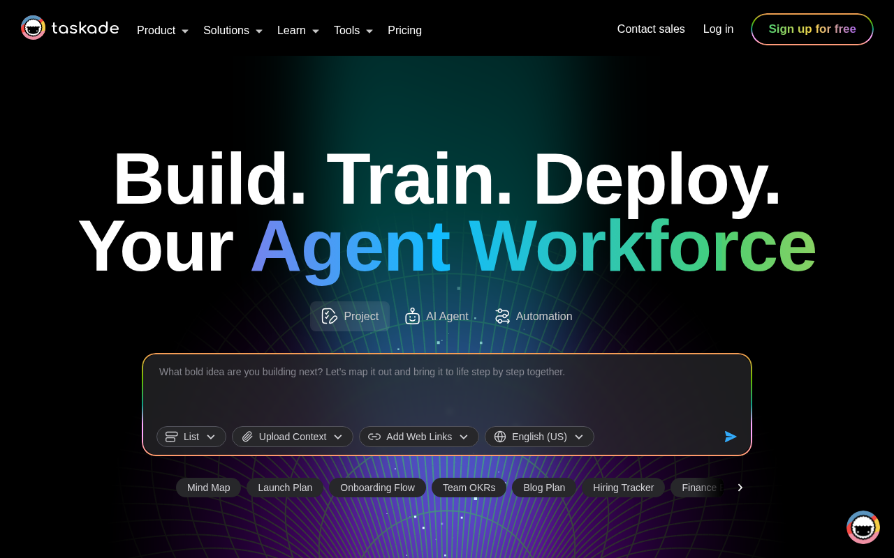 Screenshot of Taskade: AI Agents for Smarter Workflow Automation