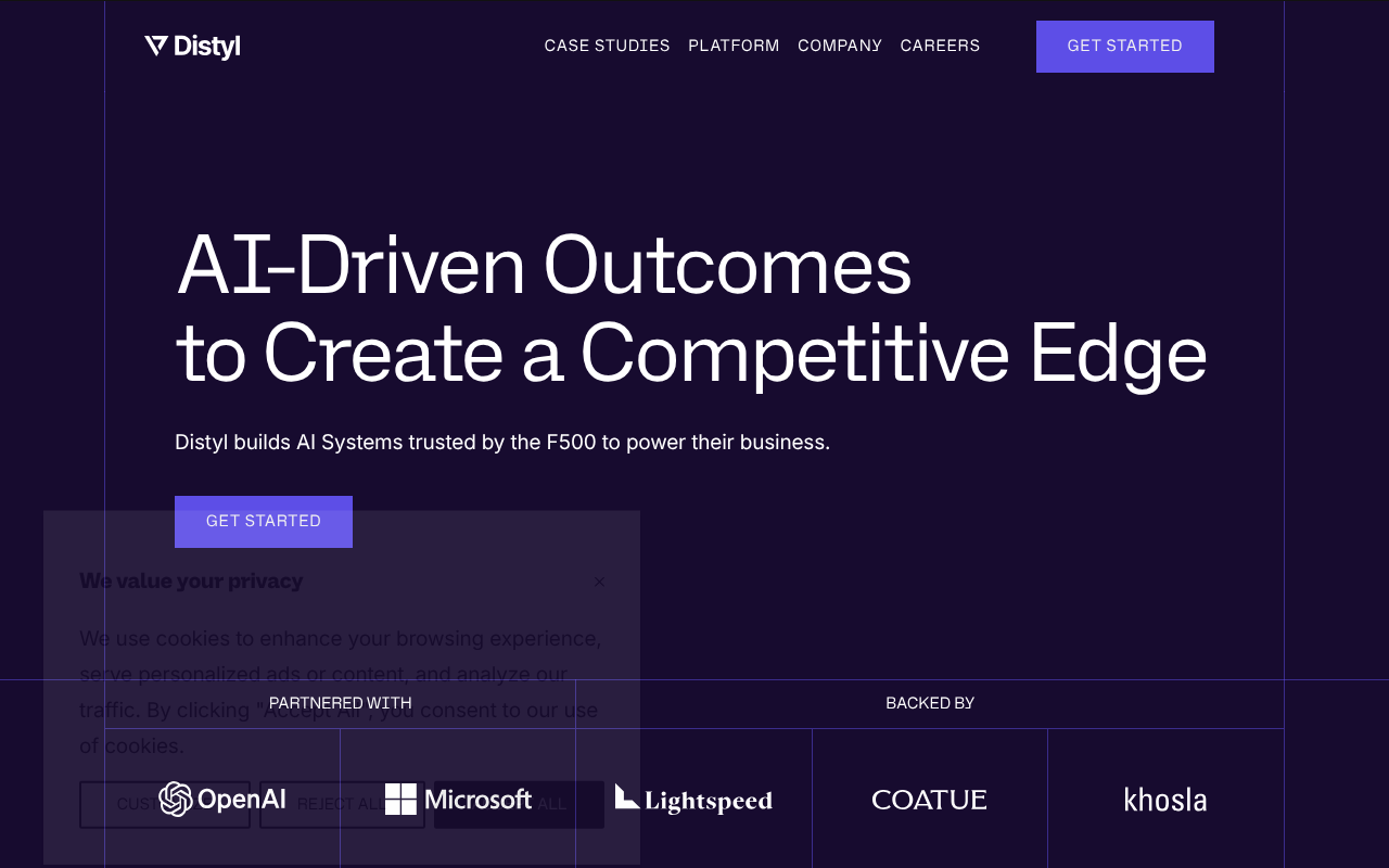 Screenshot of Distyl AI: Enterprise-Grade AI Solutions for Scalable Growth