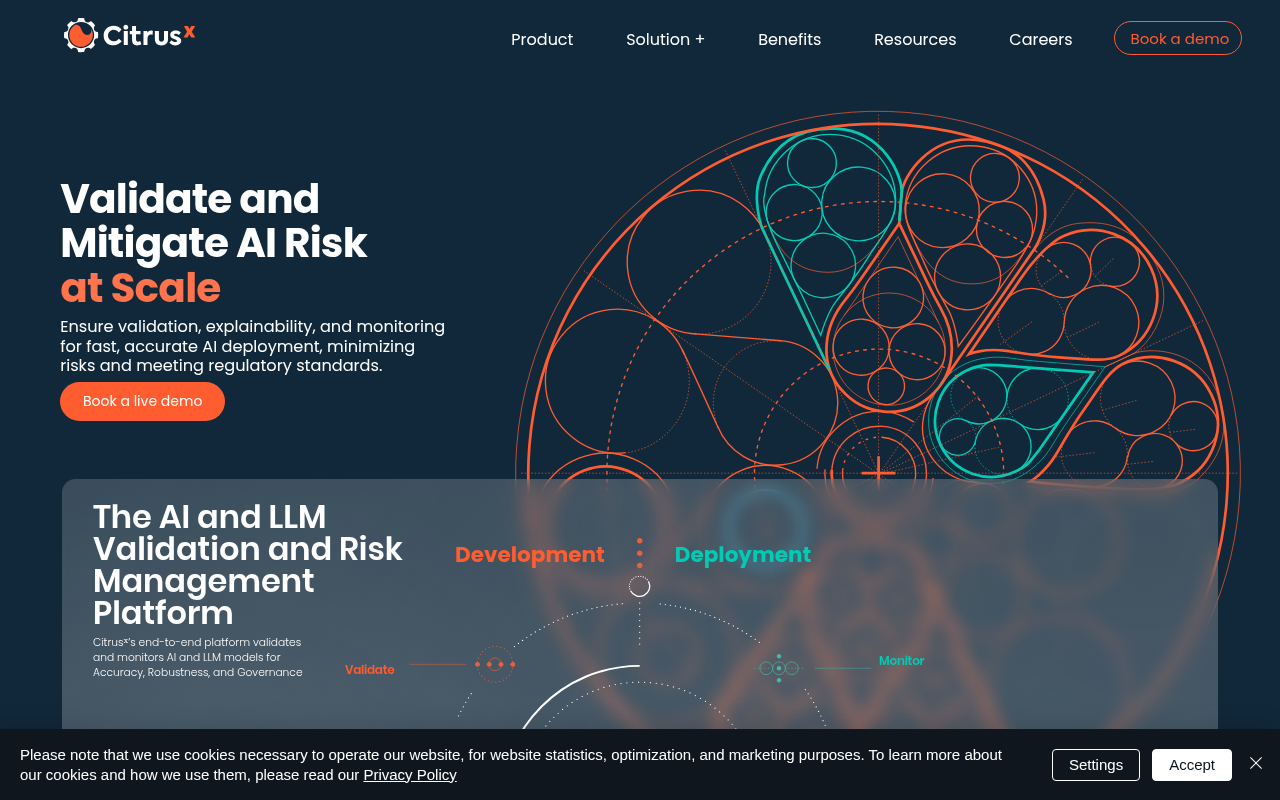 Screenshot of Citrusˣ: AI Risk Management & Validation Platform