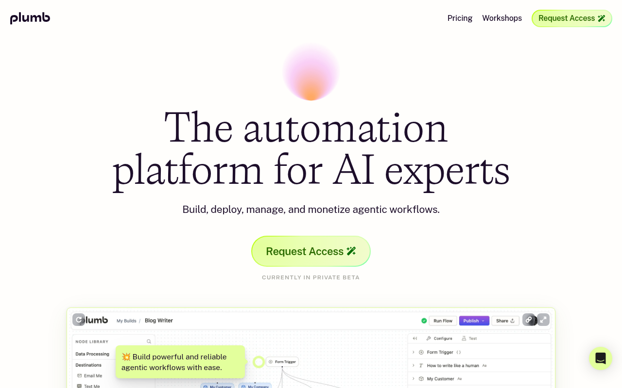 Screenshot of Plumb AI: Streamline Automation for AI Experts