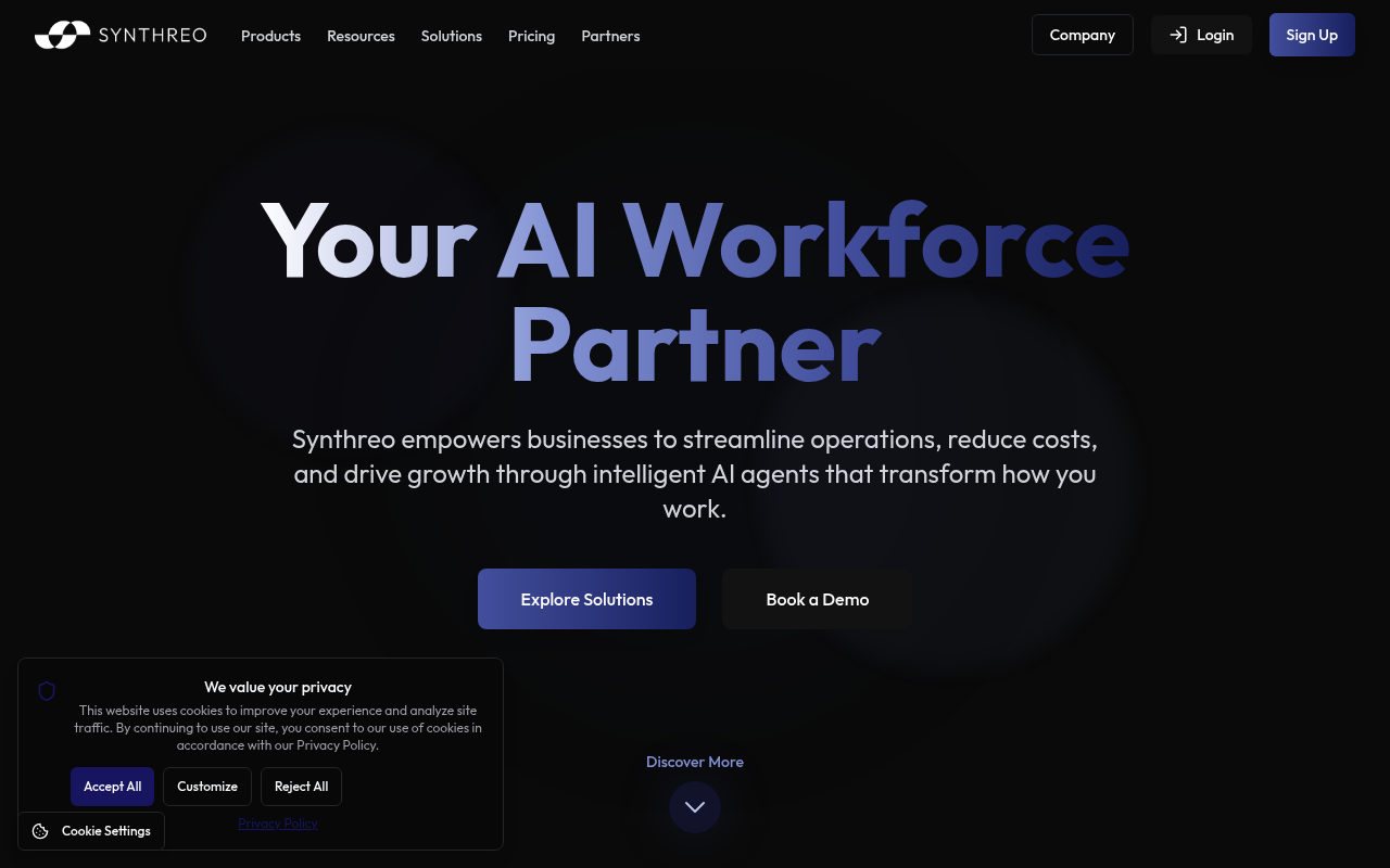 Screenshot of Synthreo: Your AI-Powered Business Automation Solution