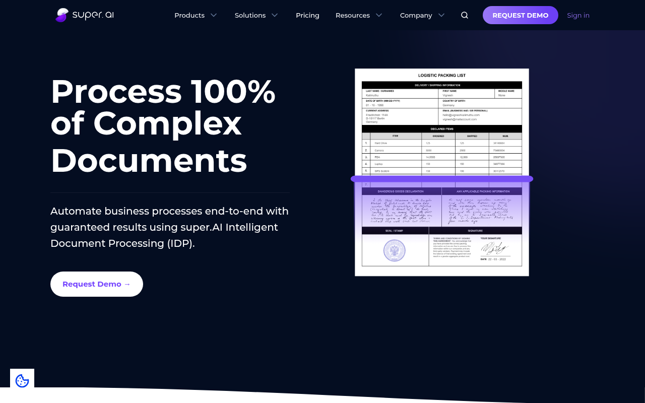 Screenshot of super.AI: Automate Document Processing with AI