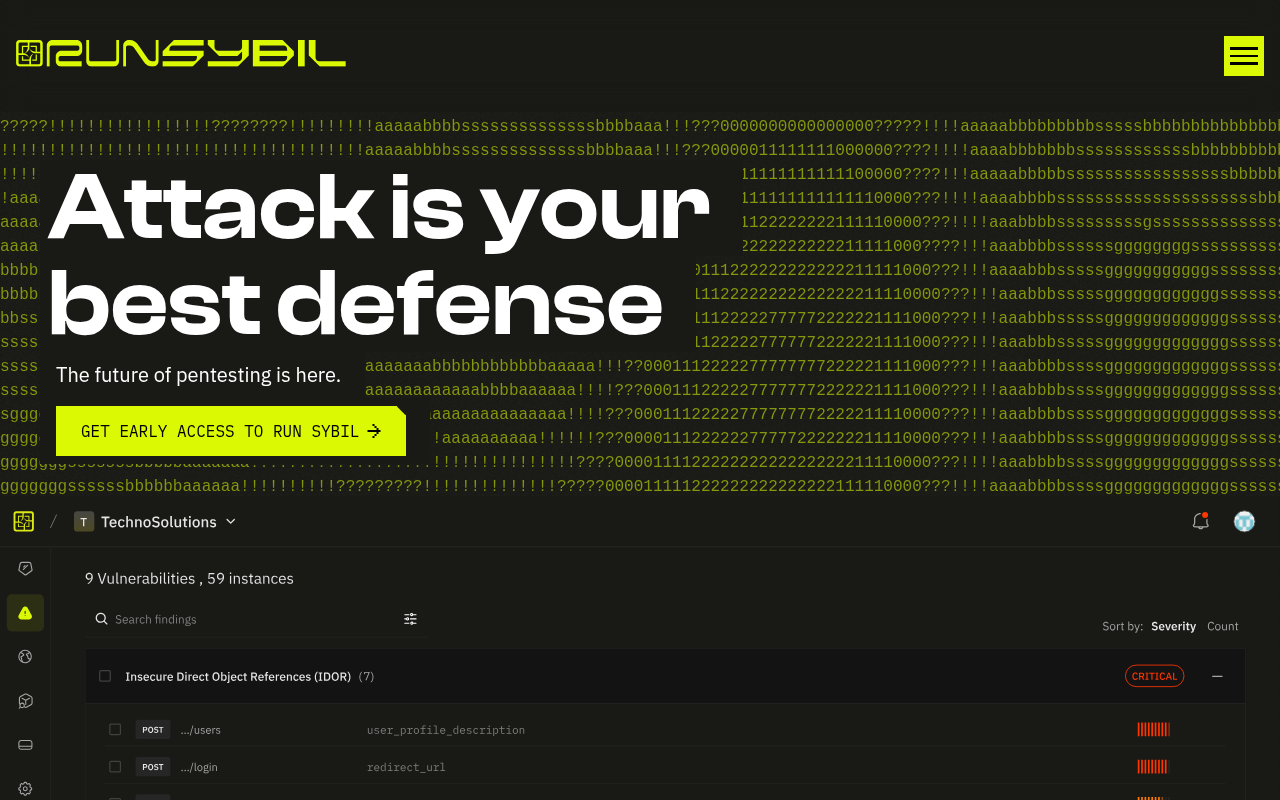 Screenshot of RunSybil: AI-Powered Pentesting for Proactive Cybersecurity