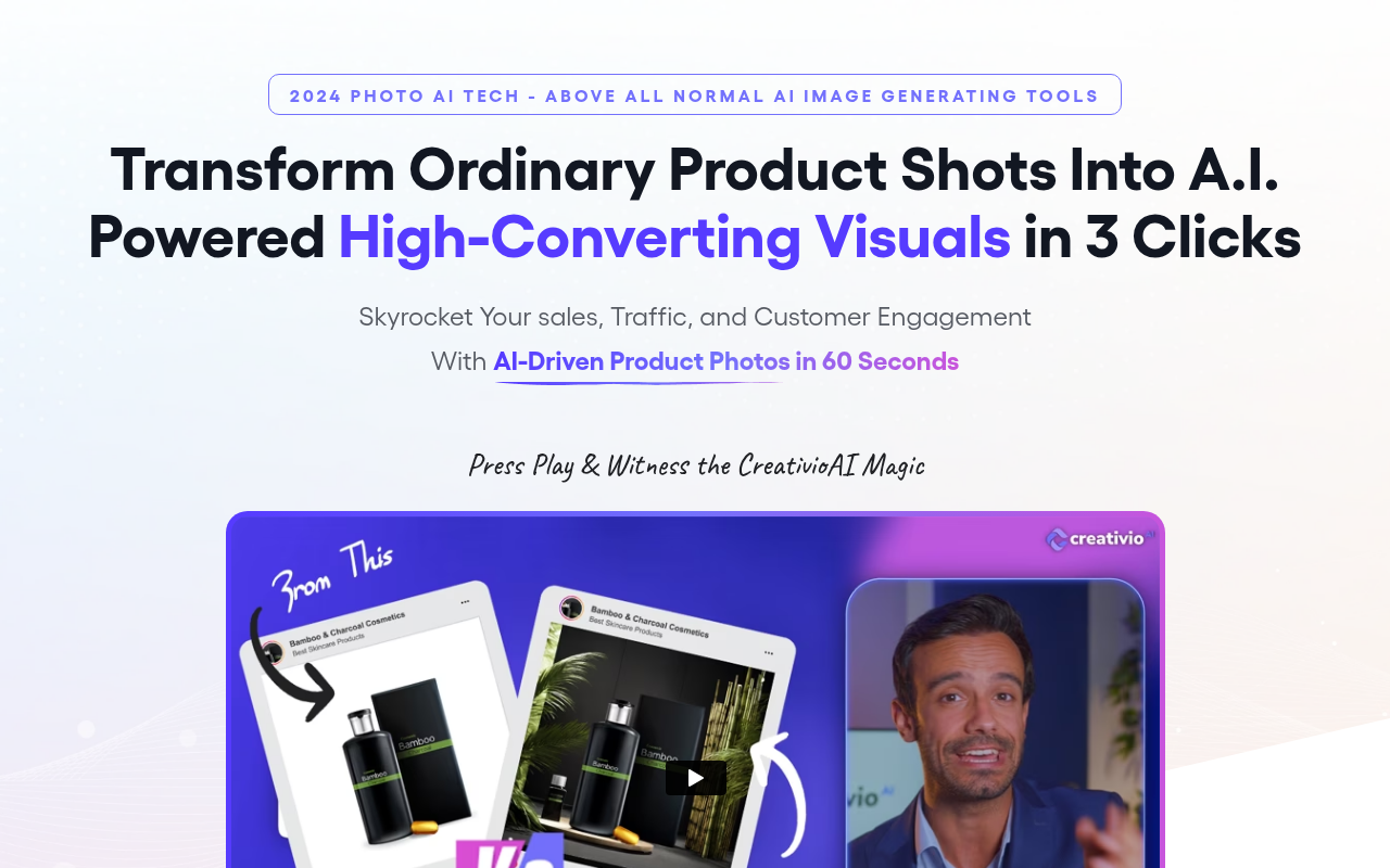 Screenshot of Transform Your E-Commerce with AI Product Photography: A Creativio AI Review