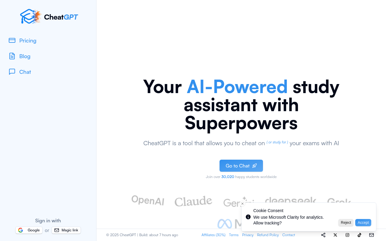 Screenshot of CheatGPT: Unlock Premium AI Power for Students and Professionals