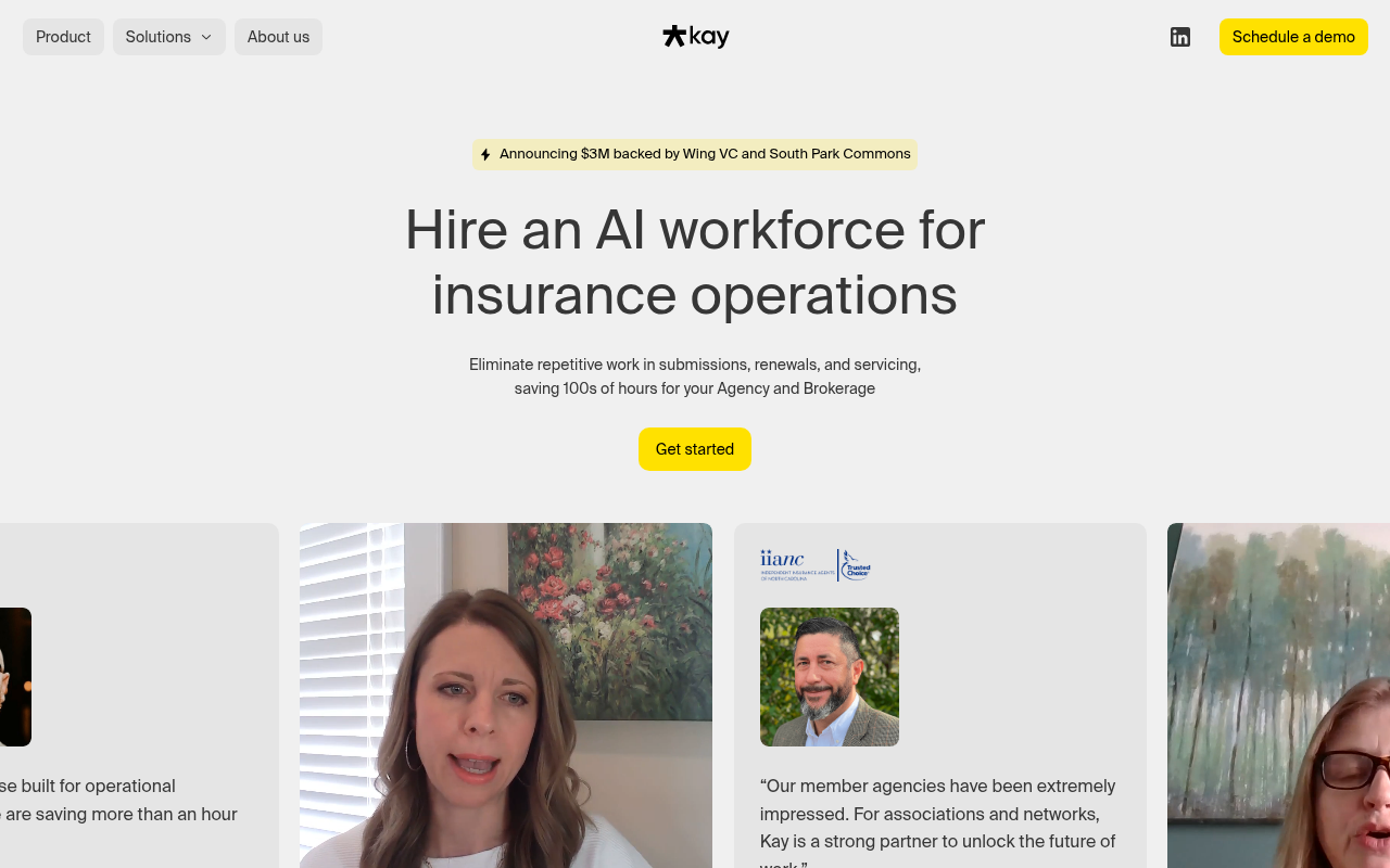 Screenshot of Kay.ai: Revolutionizing Insurance Operations with AI Workforce