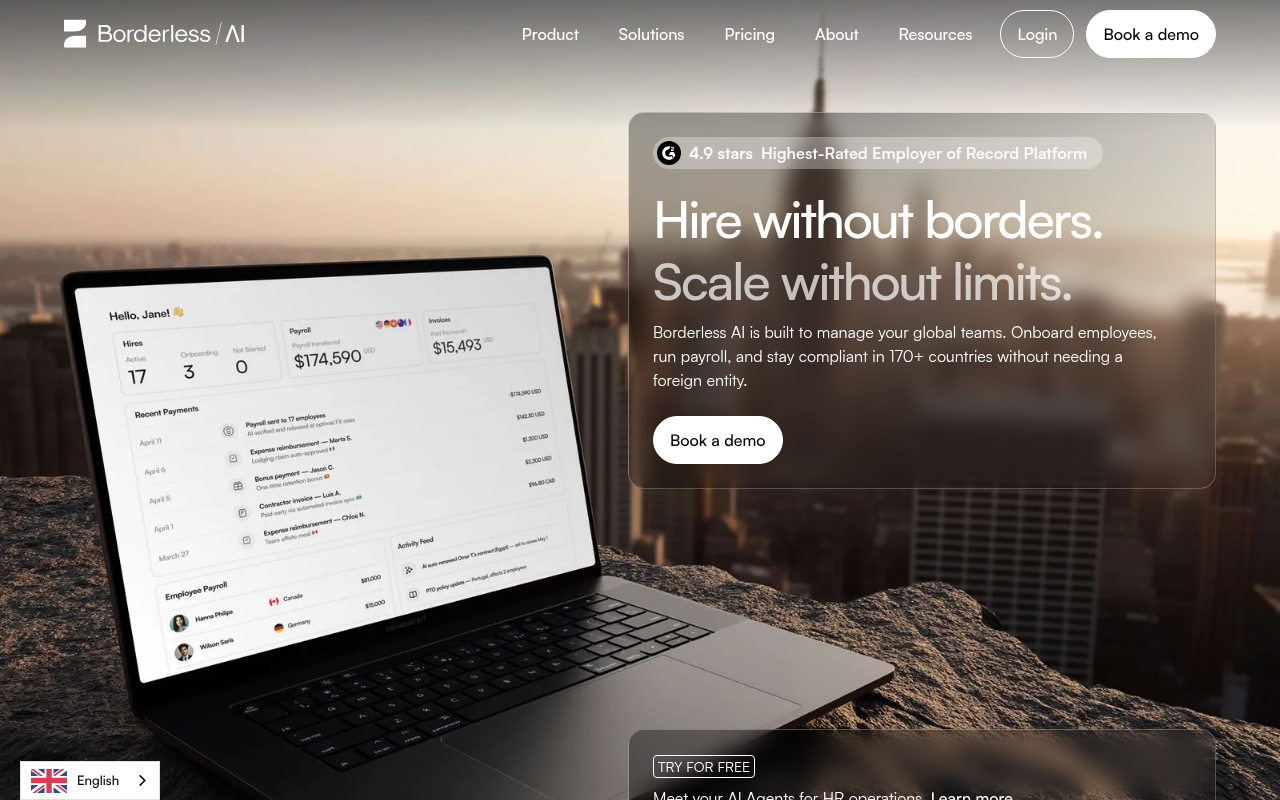 Screenshot of Borderless AI: Your Global HR Solution