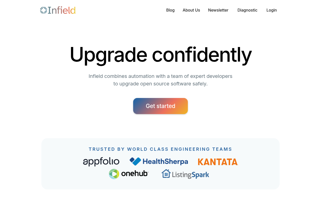 Screenshot of Infield AI: Your Safety Net for Software Upgrades