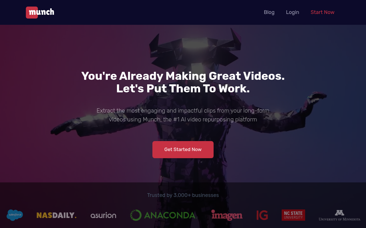 Screenshot of Unlock Viral Potential: A Review of the **[Munch](https://www.getmunch.com/?utm_source=5000.tools)** AI Video Repurposing Platform