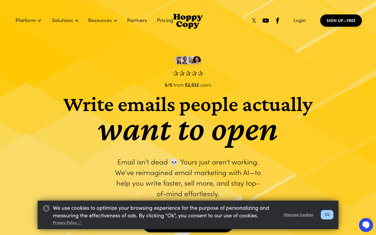 Screenshot of Hoppy Copy: Supercharge Your Email Marketing with AI