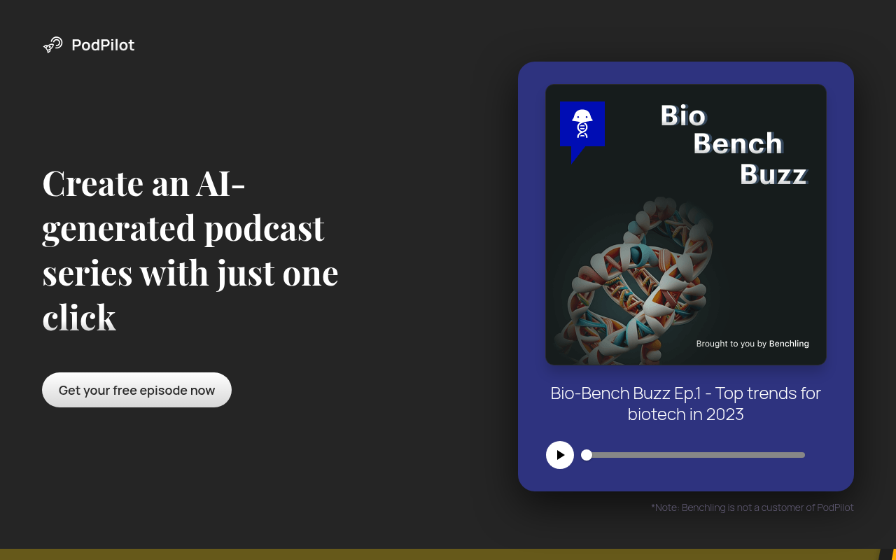 Screenshot of PodPilot AI: Effortless Podcast Creation from Your Website