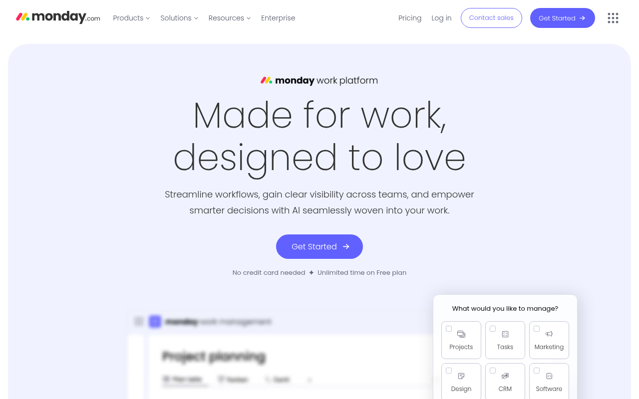 Screenshot of monday.com: The Visual Work OS - Streamline Projects & Teams