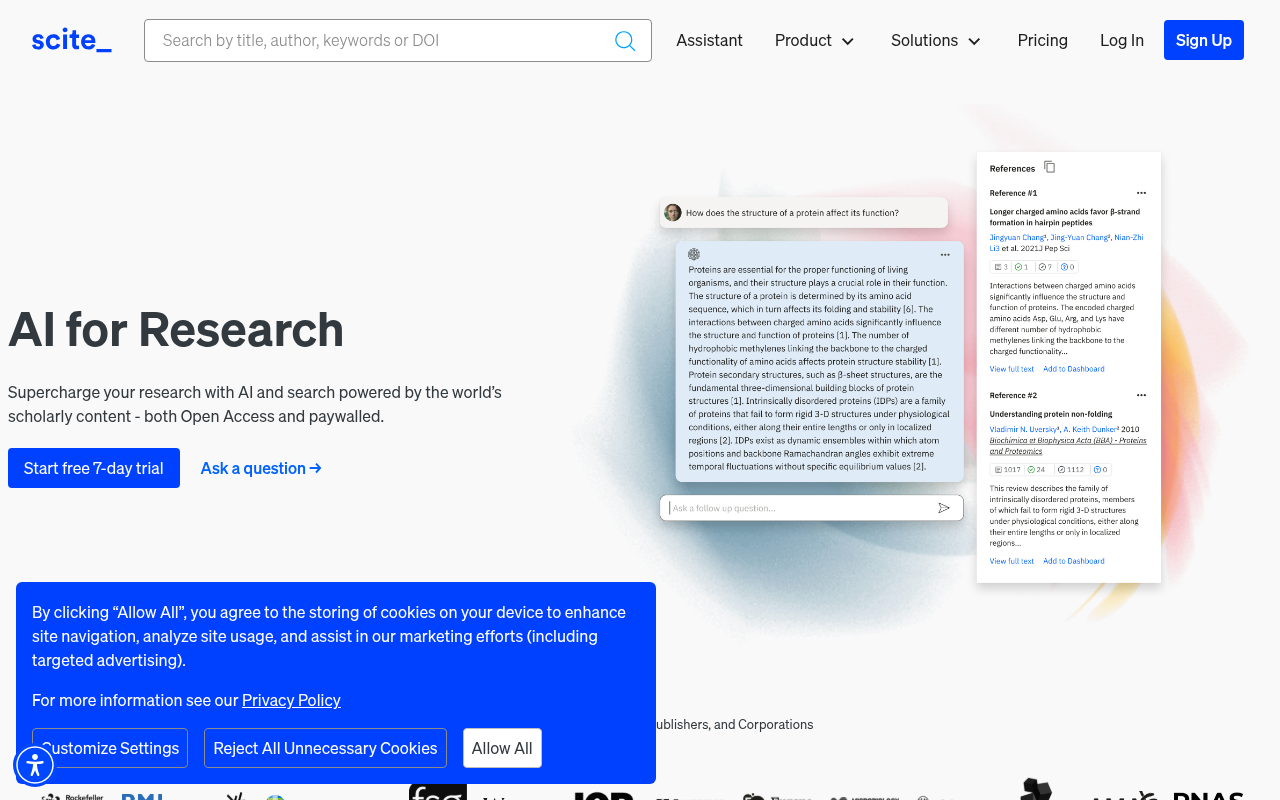 Screenshot of Scite: AI-Powered Research Tool for Smarter Citations