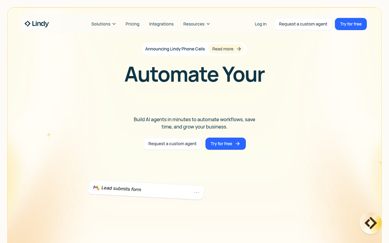 Screenshot of Lindy AI: Supercharge Your Productivity with a Custom AI Assistant
