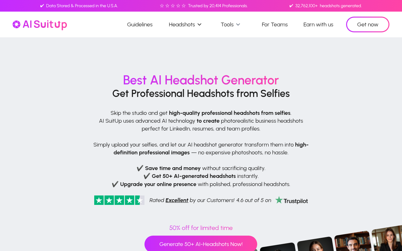 Screenshot of AI SuitUp Review: Professional Headshots Made Easy