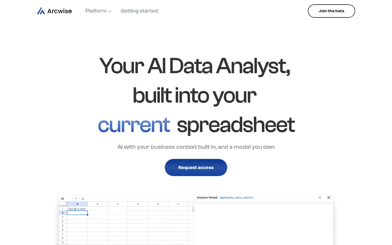 Screenshot of Arcwise: Your AI-Powered Google Sheets Analyst