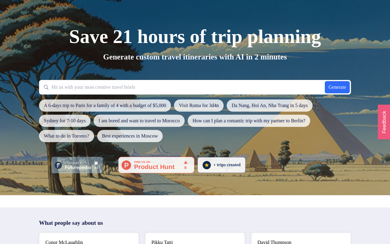 Screenshot of Plantrips: Your AI Co-Pilot for Effortless Travel Planning