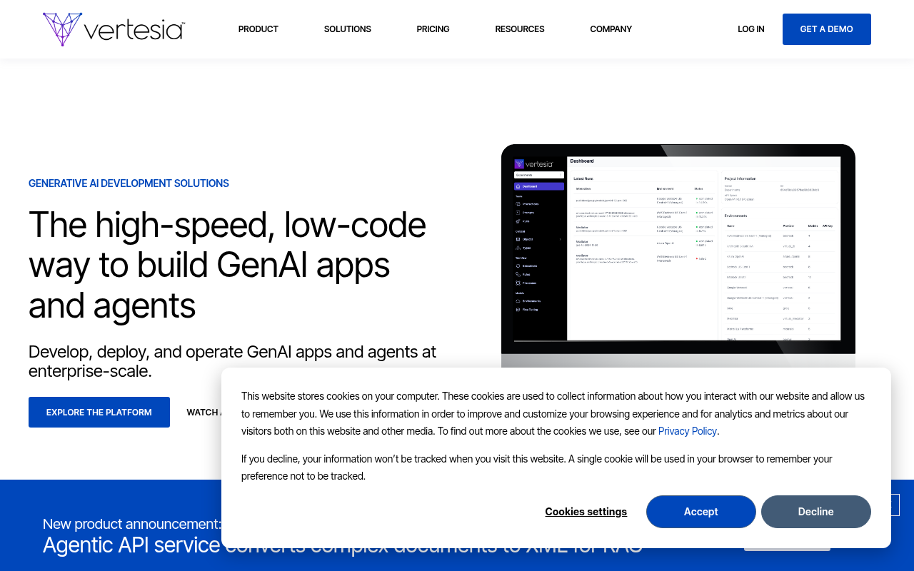 Screenshot of Vertesia: Build GenAI Apps Faster with Low-Code