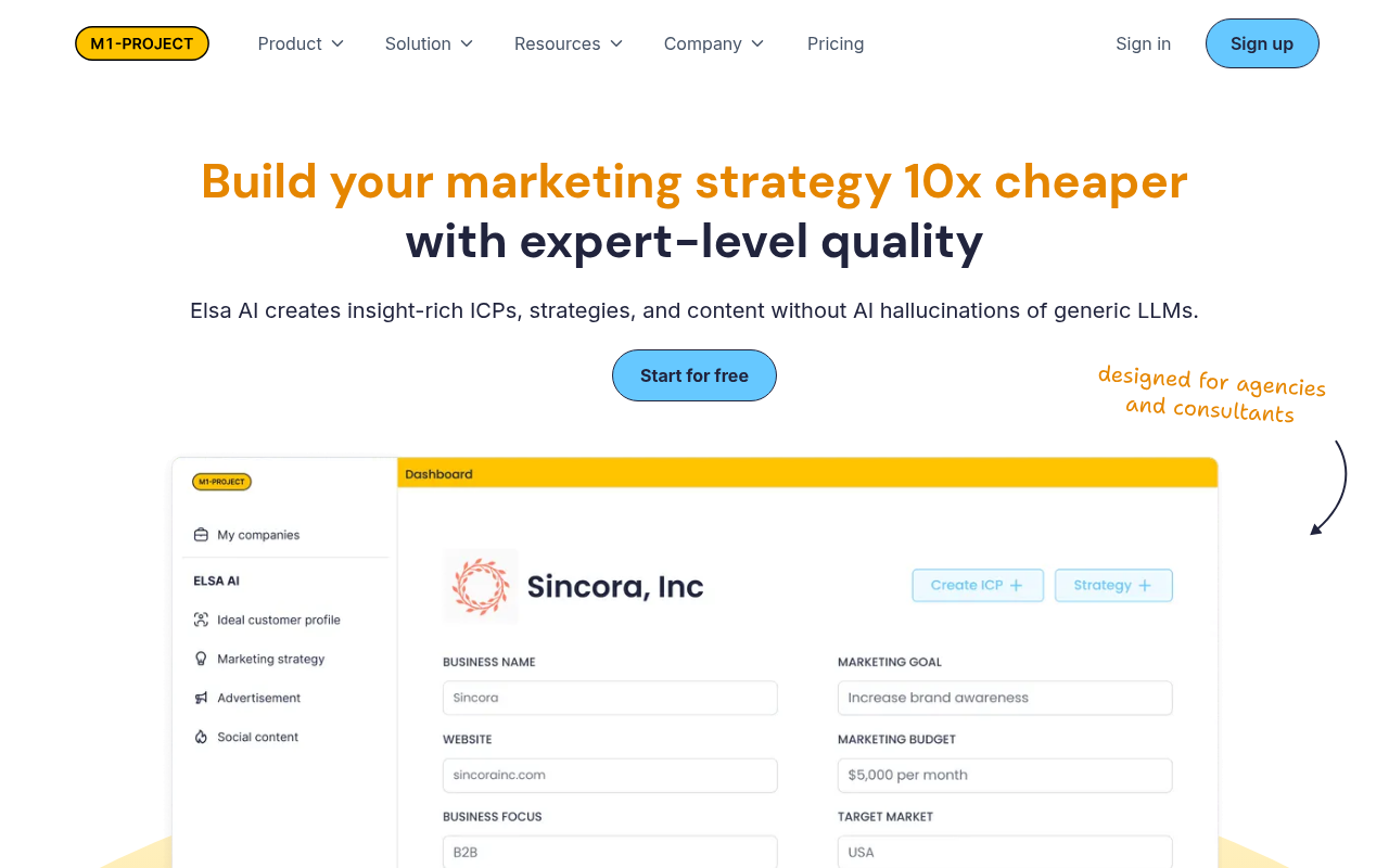 Screenshot of M1: AI Marketing Assistant - Supercharge Your Growth