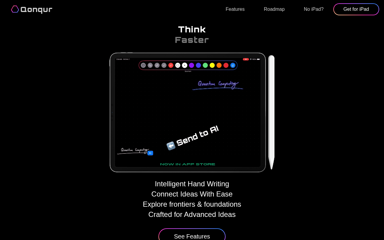 Screenshot of Qonqur: AI-Powered Math, Writing, and Drawing for a New Learning Era