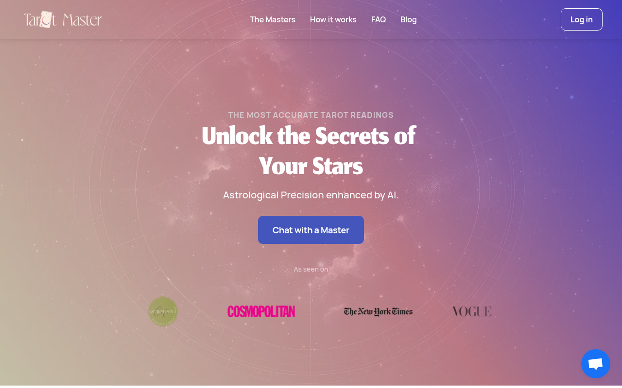 Screenshot of TarotMaster.ai: Personalized AI Tarot & Astrology Readings