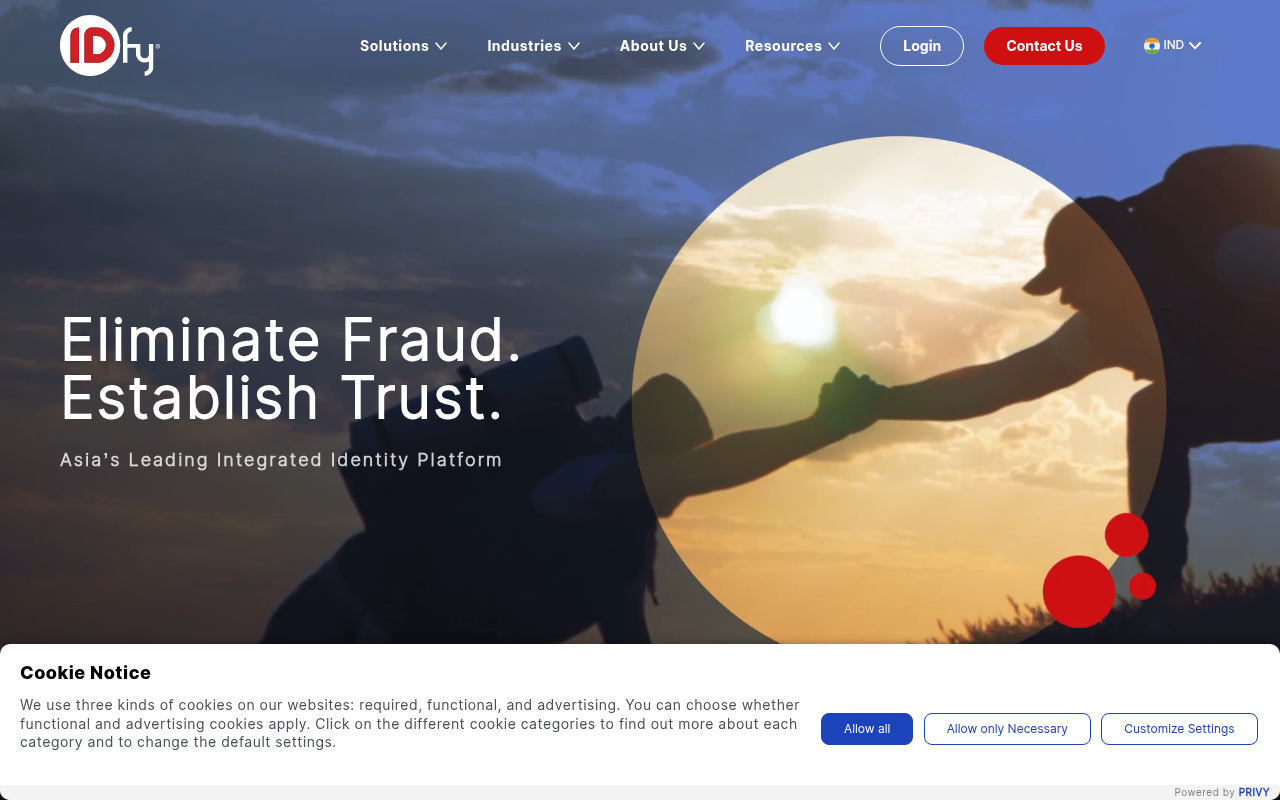 Screenshot of Idfy: AI-Powered Identity Verification for a Safer World