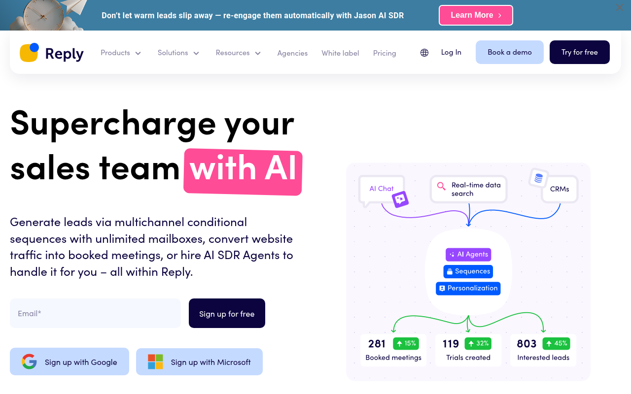 Screenshot of Reply.io: Supercharge Your Sales with AI-Powered Outreach