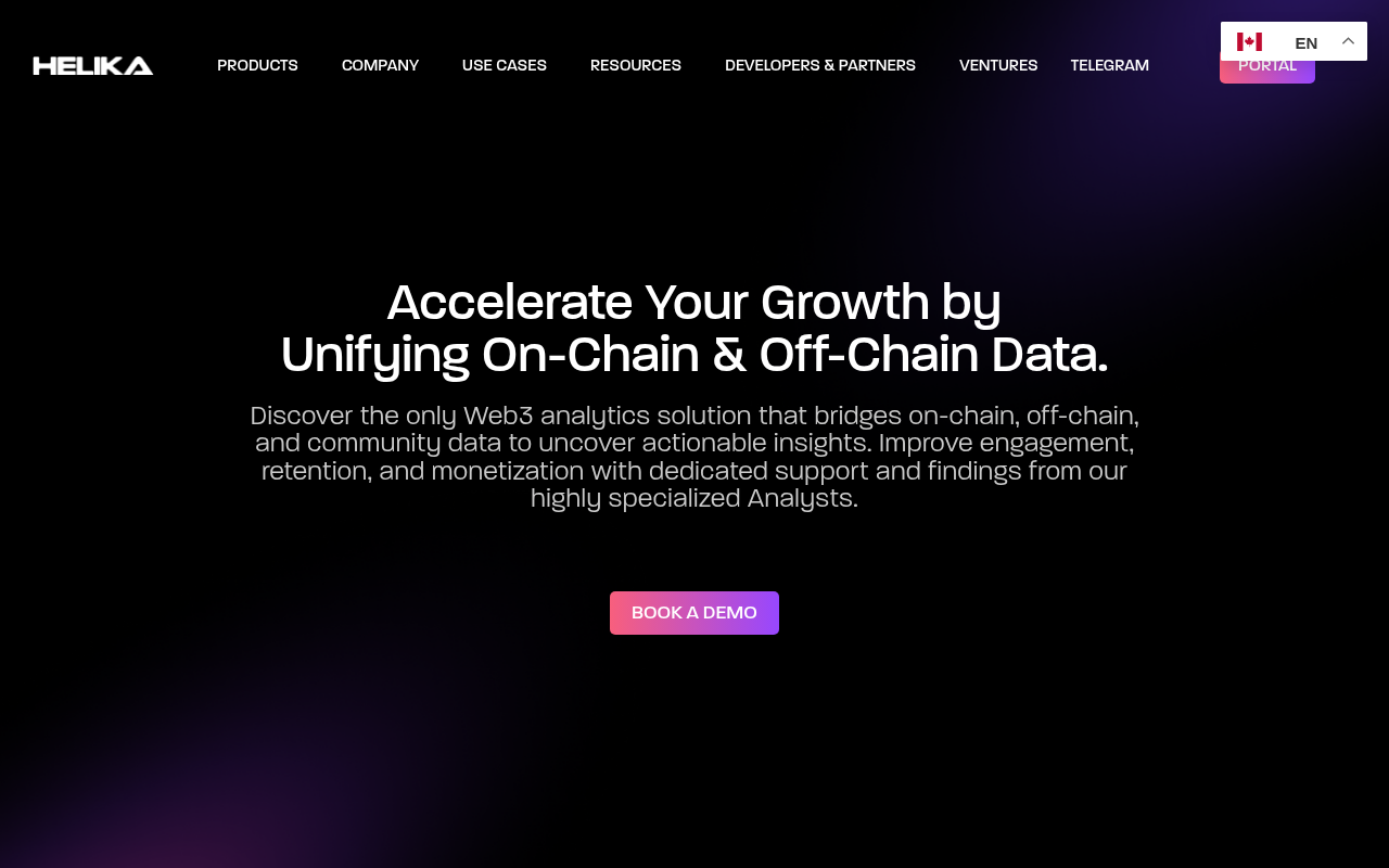 Screenshot of Helika: Powering Web3 Growth with Advanced Analytics