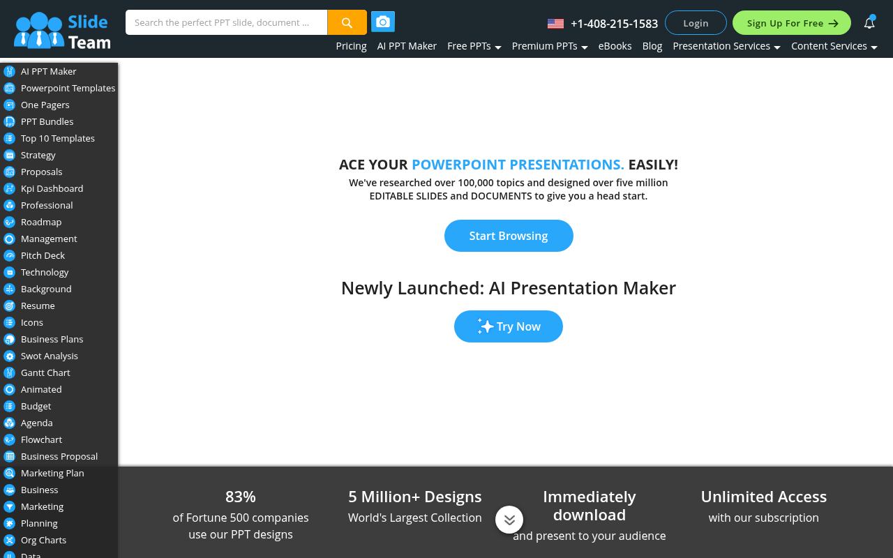 Screenshot of SlideTeam: Power Up Your Presentations with Ready-Made Templates