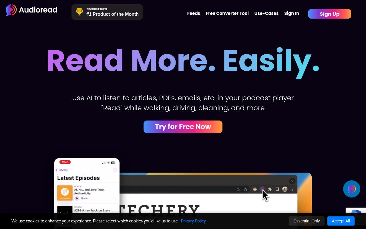 Screenshot of AudioRead: AI-Powered Listening for Enhanced Productivity