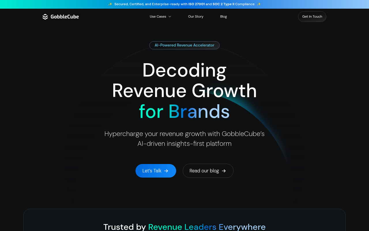 Screenshot of GobbleCube: AI-Powered Revenue Intelligence for Brands