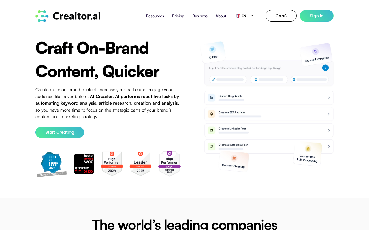 Screenshot of Level Up Your Content: A Review of Creaitor AI