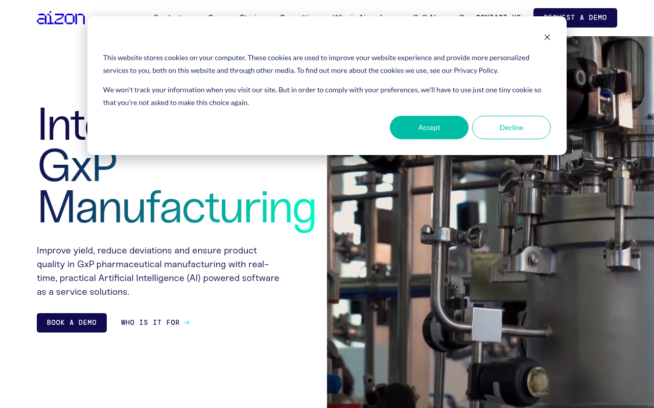 Screenshot of Aizon: AI-Powered GxP Manufacturing Solutions