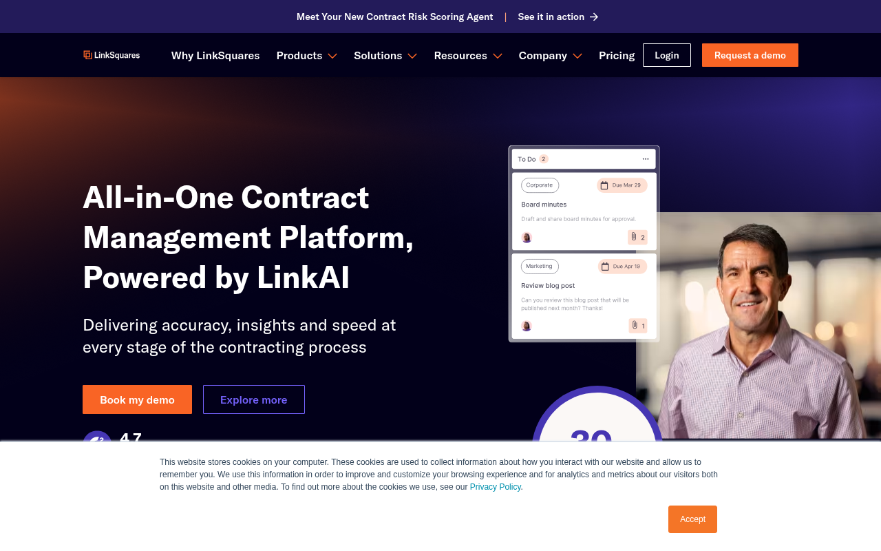Screenshot of LinkSquares: AI-Powered Contract Management for Modern Businesses