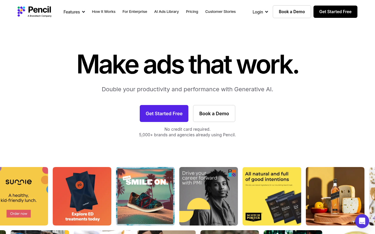 Screenshot of Pencil AI: Generate High-Performing Ads in Half the Time