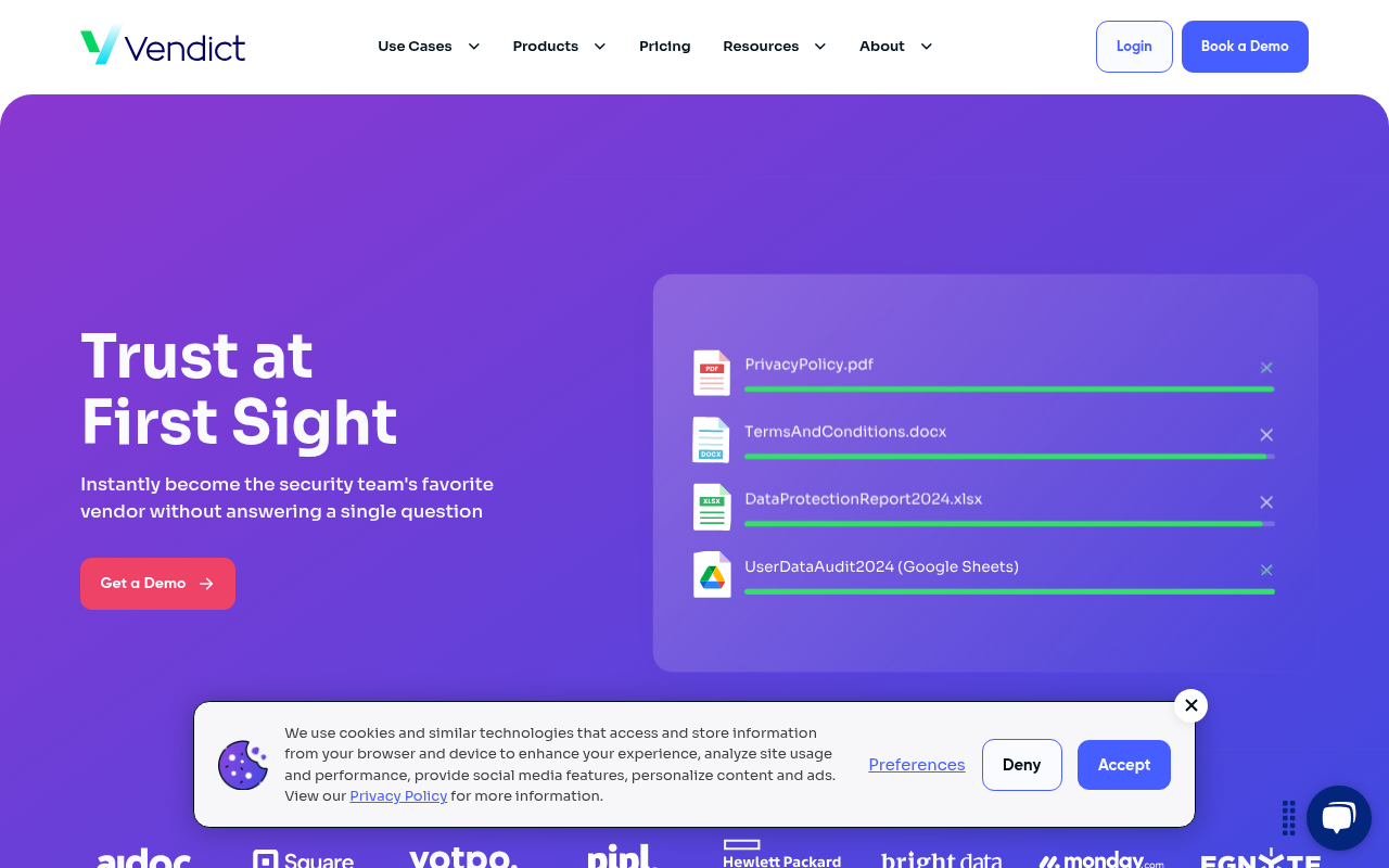 Screenshot of Vendict: AI-Powered Compliance Solutions for Streamlined GRC