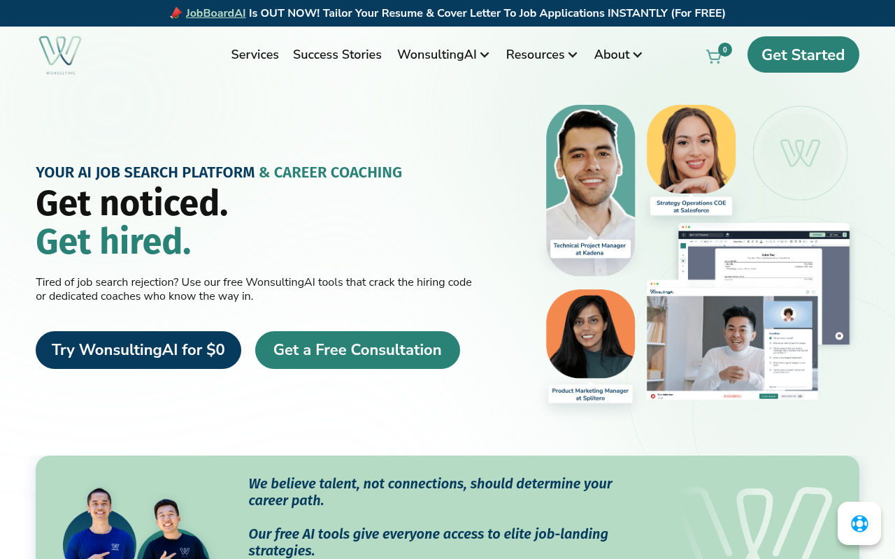 Screenshot of Wonsulting AI: Your AI-Powered Career Advancement Partner
