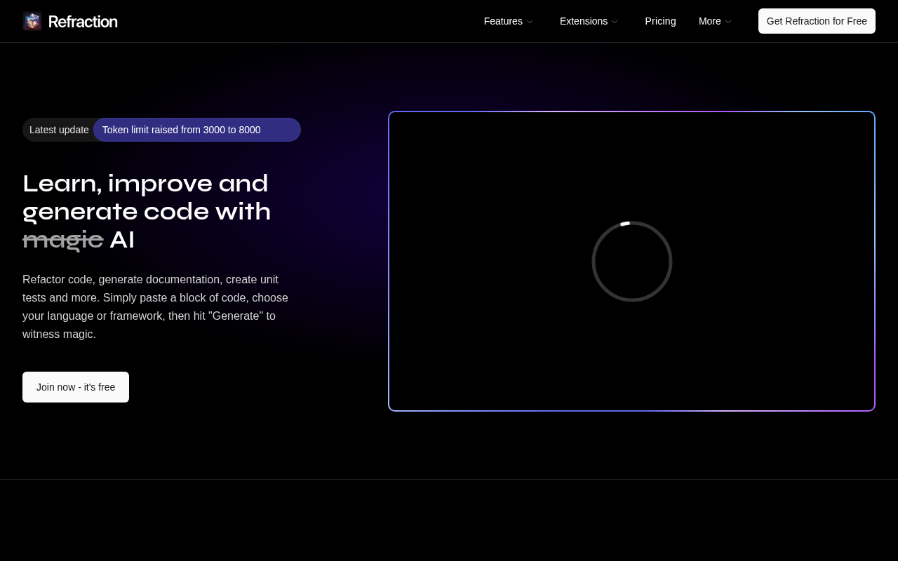 Screenshot of Refraction AI: Your AI-Powered Coding Assistant