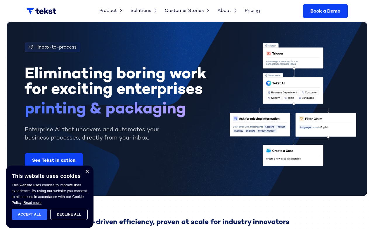 Screenshot of Tekst.ai: Supercharge Your Business with AI-Powered Automation